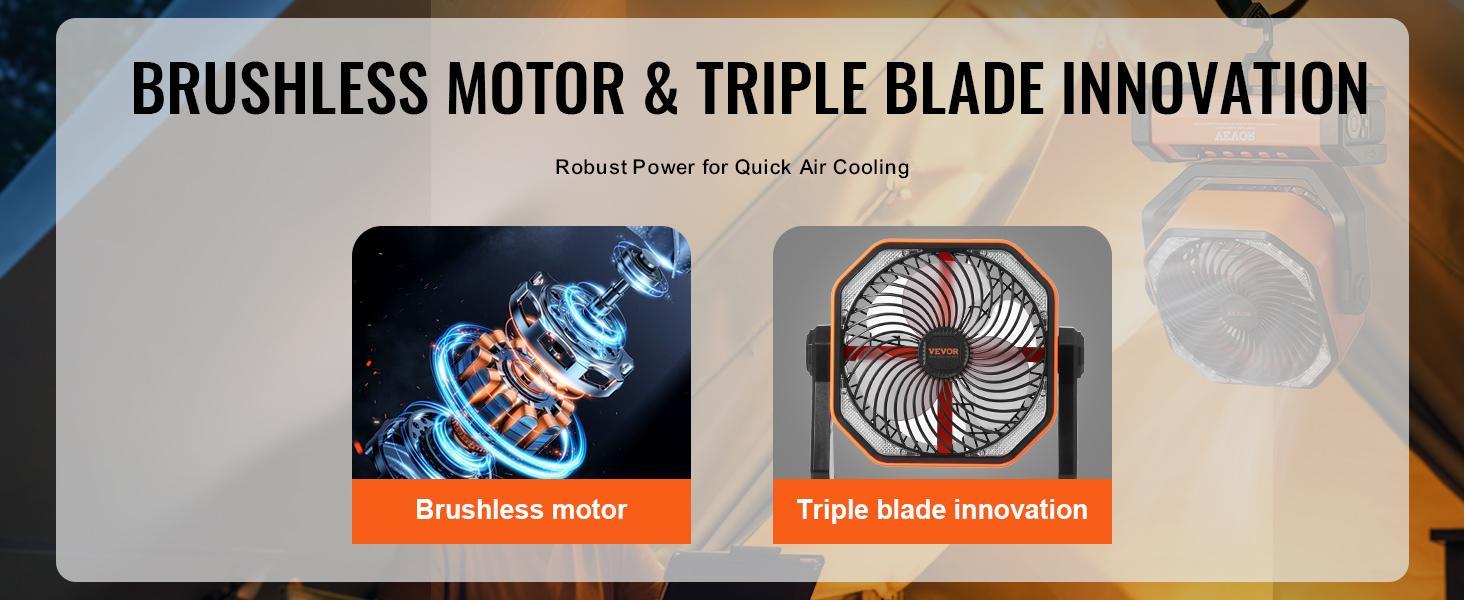 VEVOR Portable Fan Rechargeable 8 inch, TikTokShopBlackFriday, Battery Powered Fan with LED Lantern, 4 Speeds Adjustable Portable Small Table Fan Personal, USB Battery Operated Fans for Travel Bedroom Home Camping Office