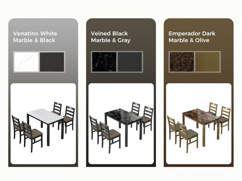 【Sophia & William】5 Piece Dining Table Set for 4, Faux Marble or Solid Rubberwood Tabletop, Cushioned Option Available, Kitchen Dining Table for Small Spaces, Apartment, Easy Clean, Durable, Farmhouse Style