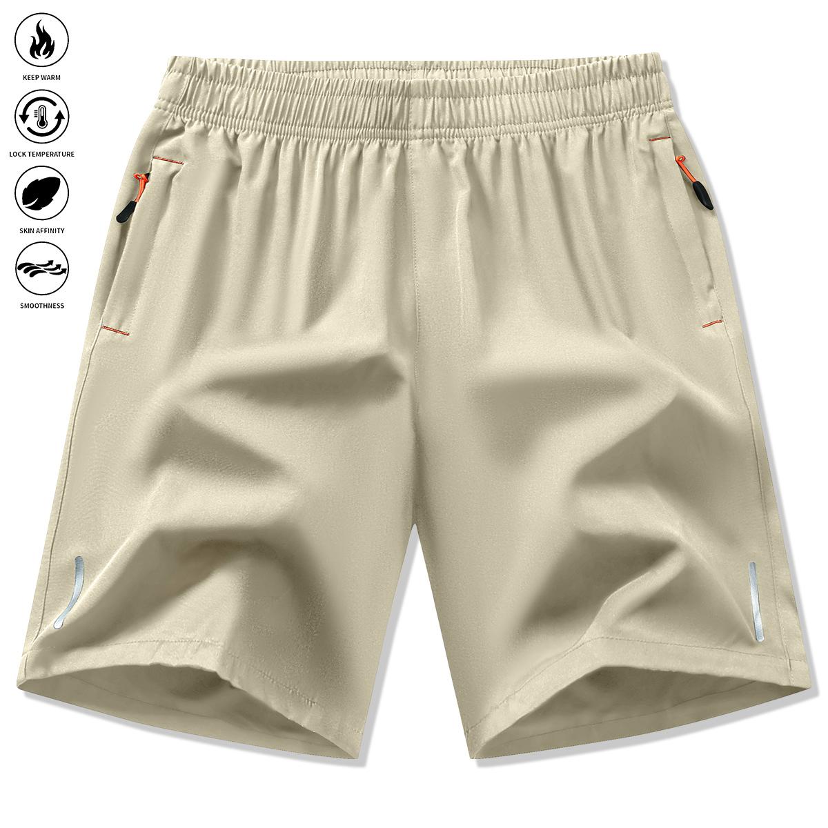 Men's Solid Color Drawstring Waist Sports Shorts, Summer Breathable Stretch Waist Athletic Shorts with Pockets, Casual Everyday Menswear, Regular Fit Comfortable Shorts with Pockets, Summer Men's Everyday Wear