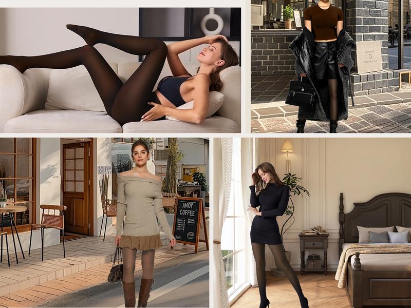 OEAK Women Fleece Lined Leggings Sheer Fake Translucent Pantyhose Thermal High Waisted Footed Opaque Tights