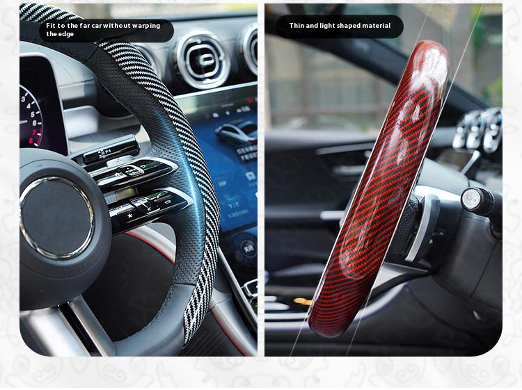 SUPEREVER Men's Laser Carbon Fiber Pattern Steering Wheel Cover 15" Universal Fit Quick Turn Non-Slip Grip Ultra-Thin Design Quick Install for All-Season Use