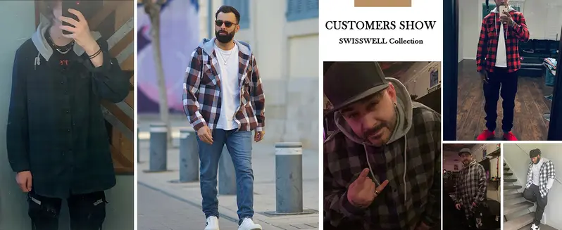 ZITY Men's Checkered Flannel Button-Front Hooded Jacket - Male Clothing, Fitted Regular-Fit Long-Sleeve Top with Drawstring Hood, Buttons, Pockets for Spring & Fall