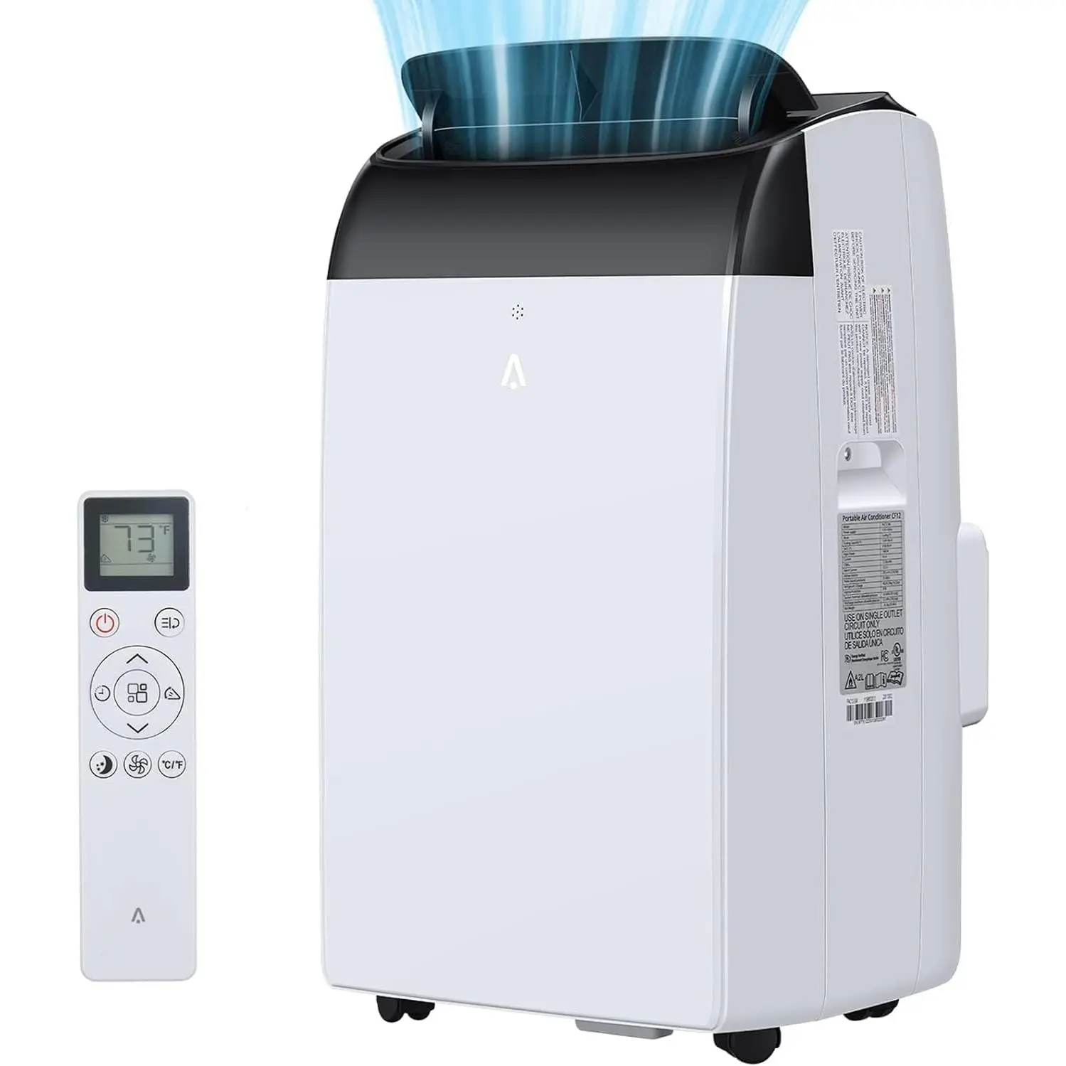 OP-12000 BTU Portable Air Conditioner for Rooms Up to 450 Sq Ft - 3-In-1 AC Unit with Dehumidifier, Fan, Quiet Operation, Sleep Mode & Remote Control