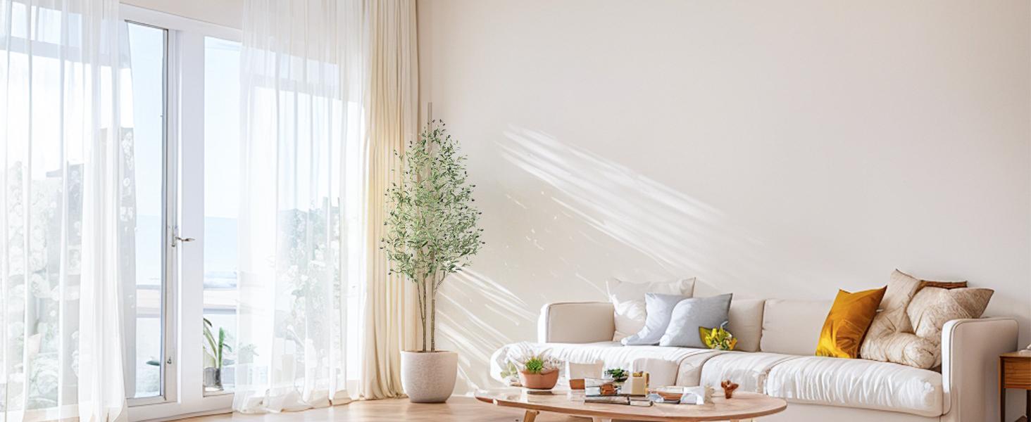 SHareconn Double-bar Design Faux Olive Tree, Artificial Olive Trees Indoor with Natural Wood Trunk & Lifelike Fruits, Perfect for Home Balcony Office Garden Room Decorative