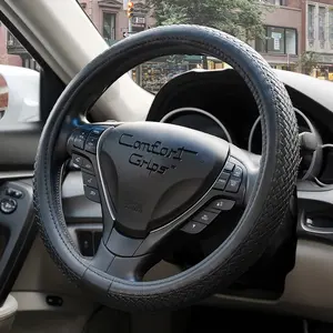 Leather Steering Wheel Cover, Dash Designs Riata, Woven Leather-Like Wheel Cover, Universal Fit, Car Interior Accessories