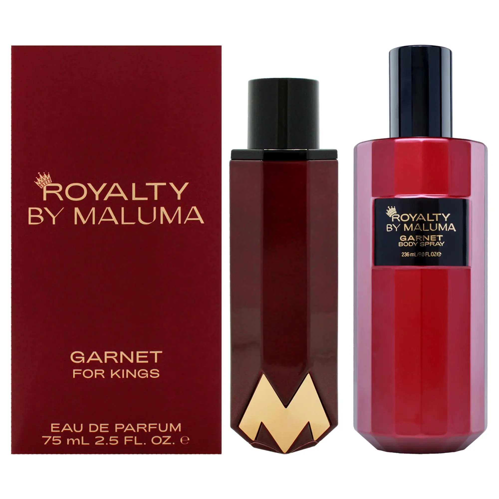 Men's Royalty By Maluma Garnet 2-Piece Set - 2.5oz EDP Spray, 8oz Body Spray, Two Piece Set