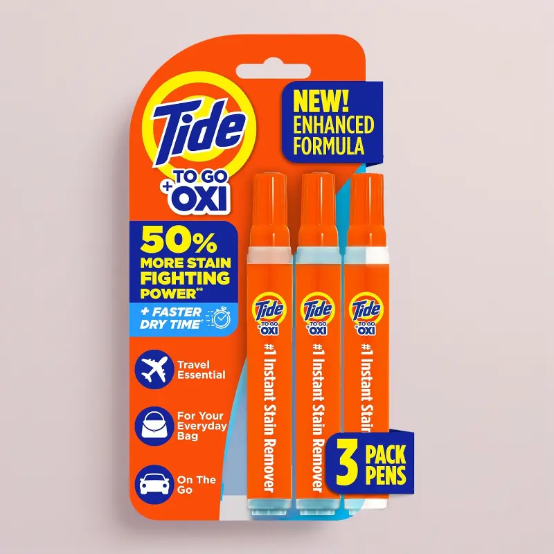 Stain Remover for Clothes, Tide To Go Pen, Instant Stain Remover Pen & Spot Cleaner, Portable & Travel-Friendly, Works on Food & Drink Stains, Fits in Purses & Bags, 3 Count (Pack of 1)