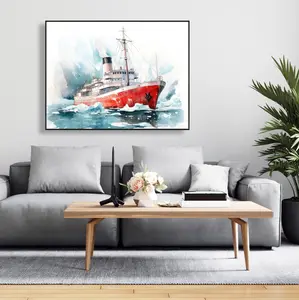 Pictorem C1FC3648AX2OCT 36 x 48 in. Icebreaker - White Framed Canvas Wall Art for Stylish Home Decor