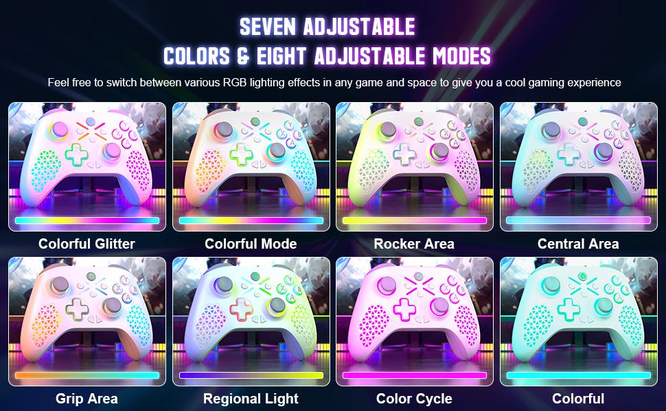 Xbox One Wireless WIFI Controller RH-1025 for Xbox One/Series X|S Windows 10/11 with 2.4GHZ Game Joystick Hybrid D-Pad RGB Lighting Turbo Function 3.5mm Audio