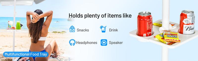 COSTWAY 6.5/7.2 FT Beach Umbrella, Portable Outdoor Umbrella with Sand Anchor, Adjustable Tilt, Steel Pole, Carrying Bag, Outdoor Sunshade Shelter with Cup Holder for Beach, Poolside