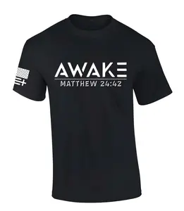 Mens Christian Tshirt Awake Matthew 24:42 Scripture Short Sleeve T-shirt Graphic Tee