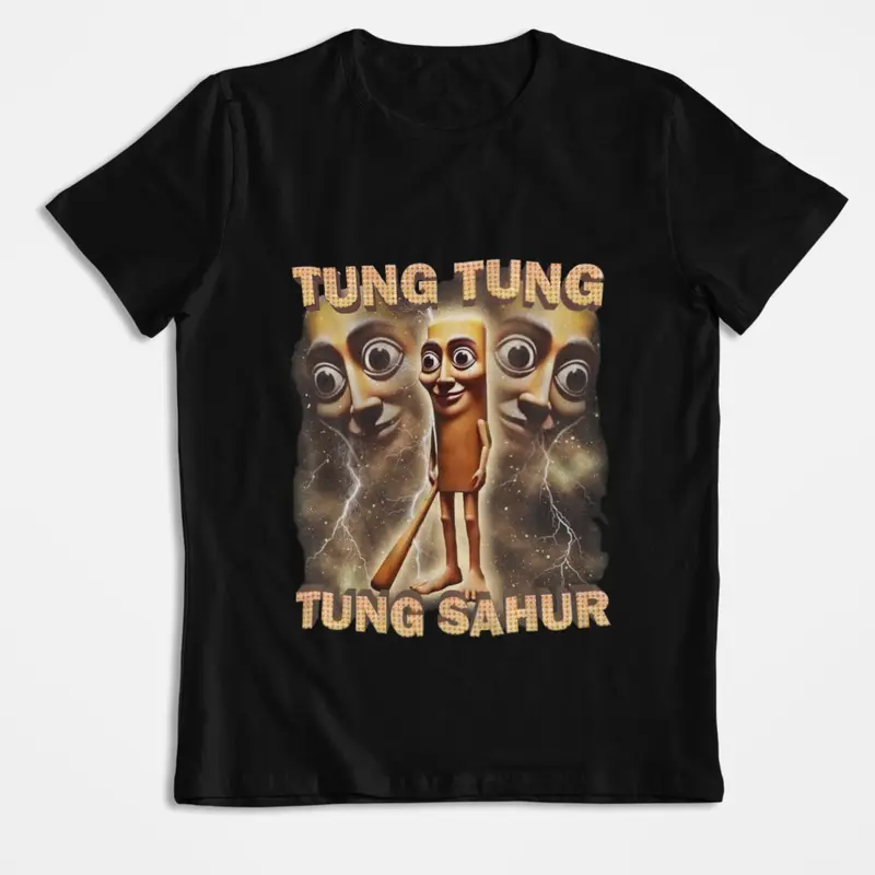 Tung Tung Tung Sahur Ultra Funny Italian Meme Shirt Cotton Trending Tee Viral Brainrot Humor T-shirt Graphic Tees Unisex Tshirt Animal Top Breathable, Adult funny T-shirt, Gift for Woman and Man