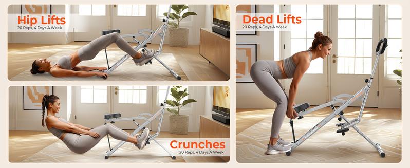 FLYBIRD Squat Machine for Home, 330lbs Foldable Core Exercise Machine, Adjustable 4 Resistance Bands, Ride & Rowing Machine for Glutes, Thighs, Ab Back/Leg Press Hip Thrust