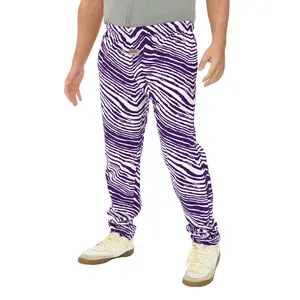 Zubaz Adult Unisex Z88 2 Color Zebra Pants, PURPLE/WHITE