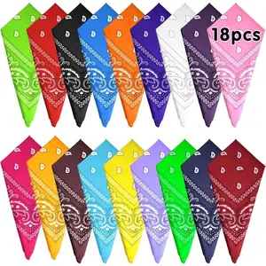 18Pcs Vintage Paisley Casual Polyester Handkerchiefs - Soft Yet Durable, Quick-Drying, Wrinkle-Resistant 55x55cm Cowboy Head Wraps - Home Bathroom Towel Accessories for Daily Running Use - Valentine's Day Gift