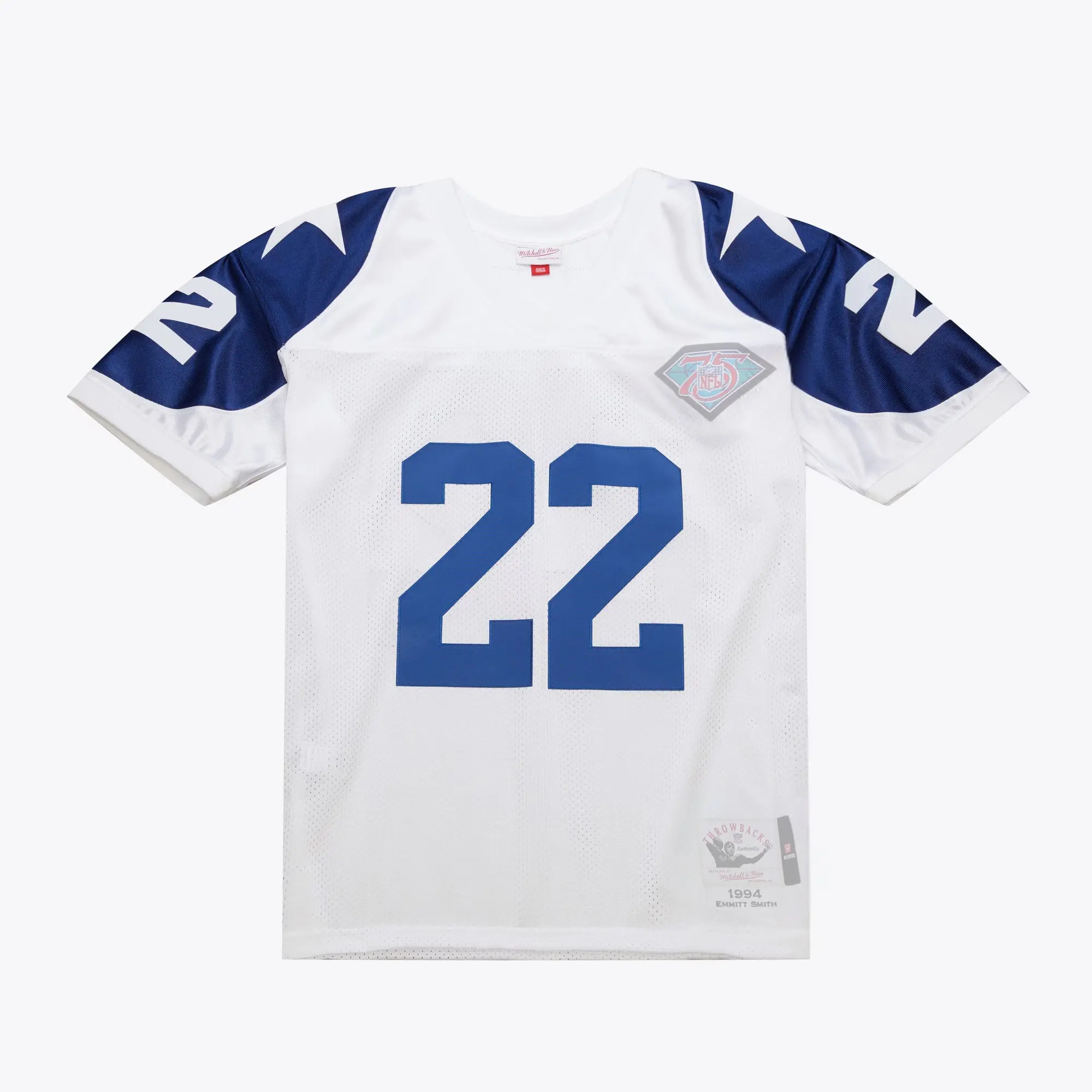 Men's Emmitt Smith #22 Dallas Cowboys 1 9 9 4 Throwback Jersey, White Blue Retro Football Shirt, Unisex Mitchell & Ness Style Fan Top with Nameplate & Number, Classic NFL Game Day Apparel for Casual & Streetwear