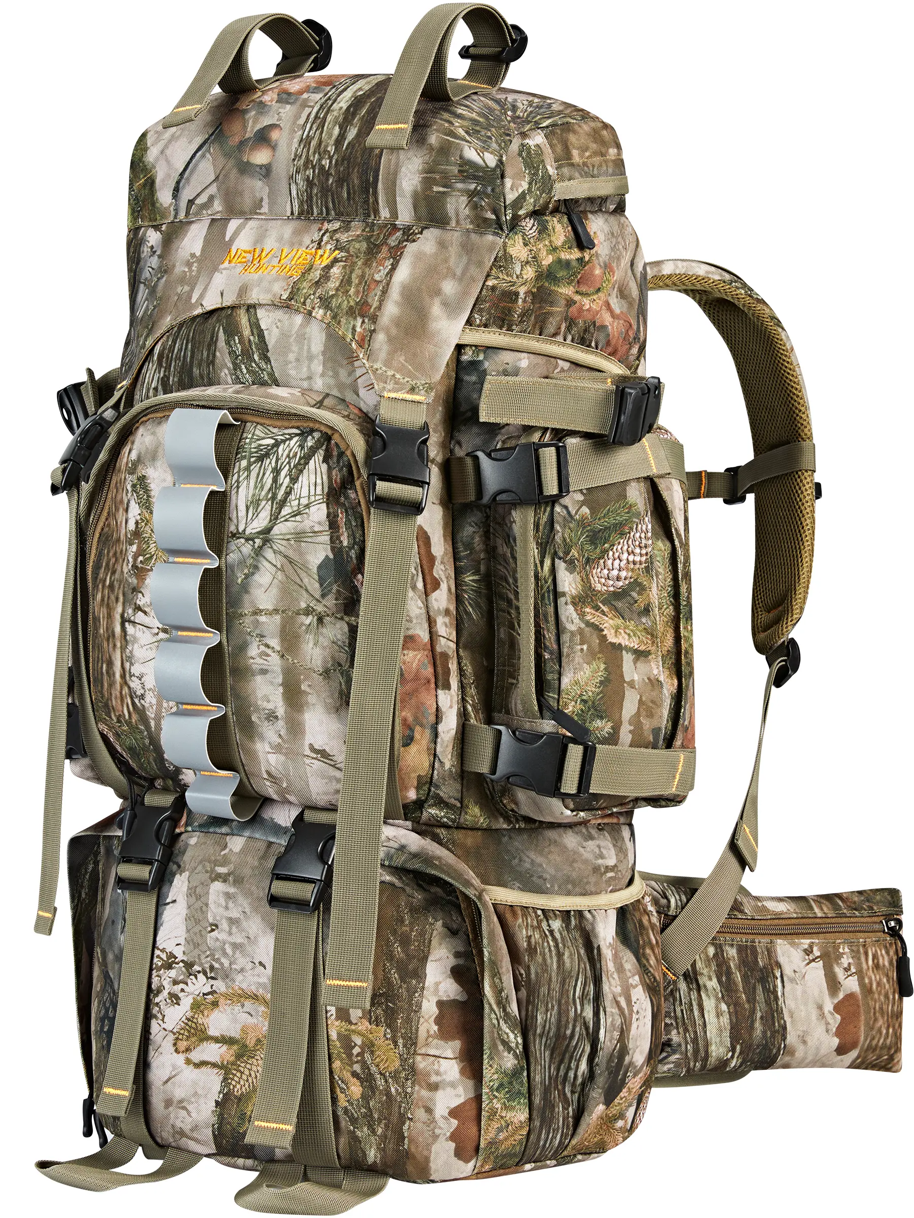 NEW VIEW 60L Rucksack Backpack for Men - Waterproof Hiking Backpack with Included Waterproof Rain Cover, Camo Design