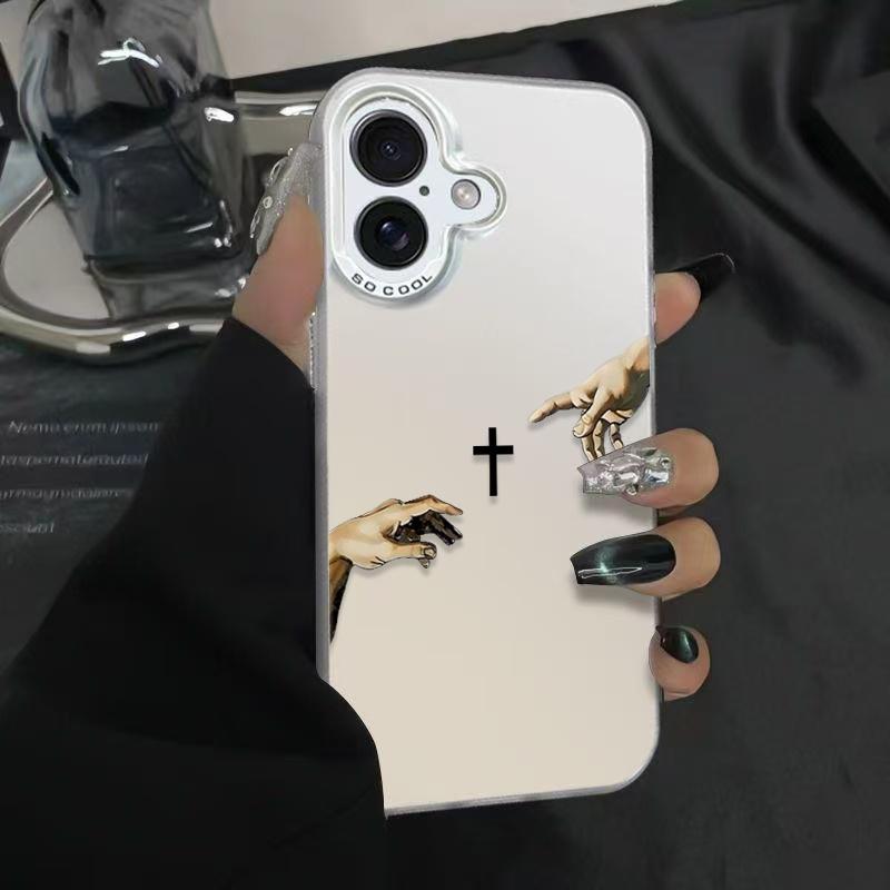 Jesus Cross Pattern Phone Case Fashion TPU Laser Craft Anti-Drop Cover for iPhone 17 16 15 14 13 12 11 & Samsung Galaxy S25 S24 S23 S22
