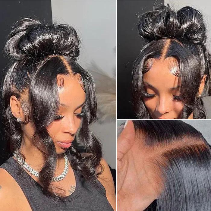 Pizazz Hair Hidden Strap 360 Full Lace Frontal Wigs Pre Cut Glueless Wig Body Wave Human Hair With Bleached Knots