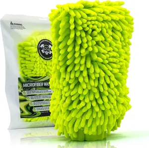 Never Ride Stock Microfiber Car Wash Mitt | Ultra-Soft Chenille | Car Wash Detailing | Dual Sided Sponge Glove | Scratch-Free | Auto Care Brush Mitt | Great for Cars, Trucks, Motorcycles & More