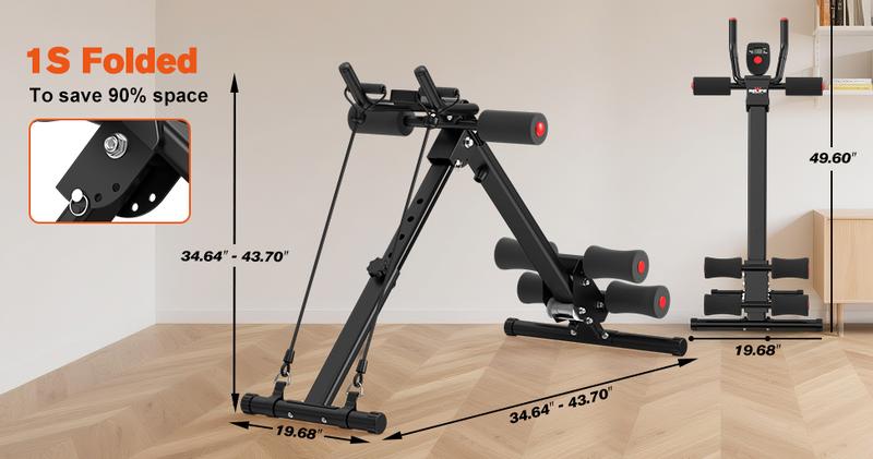 Relife Sports Adjustable Ab Trainer Machine with LCD Monitor, Knee Protection, Foldable Ab Exercise Machine for Arm and Buttocks-Core & Ab Trainer at Home Gym-dealsforyoudays Abdominal Training Equipment