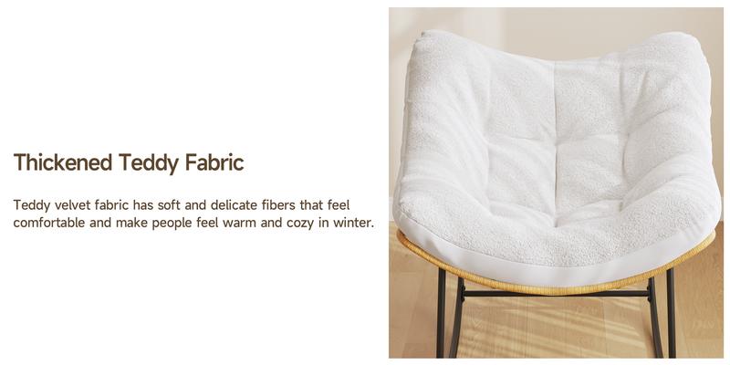 【Double-Side Fabric & Valentine's Day gift】ONBRILL Oversized Indoor Outdoor Rocking Chairs, Comfy Papasan Rocking Chair with Padded Cushion, Rattan Wicker Lounge Chair, Modern Reading Accent Chair for Balcony Garden, LivingRoom Furniture,Christmas Gift