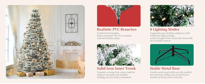 Sweet Furniture Plus Pre-lit Artificial Christmas Tree, Realistic Shape Color, Perfect Home Office Garden Decoration, Fits Indoors Outdoors Sturdy Metal Base