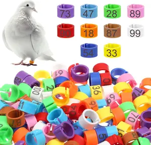 Birds Leg Rings 100 Pcs 8mm Colorful Readable Numbered Pigeons Quail Chick Identification Leg Bands Clip on Leg