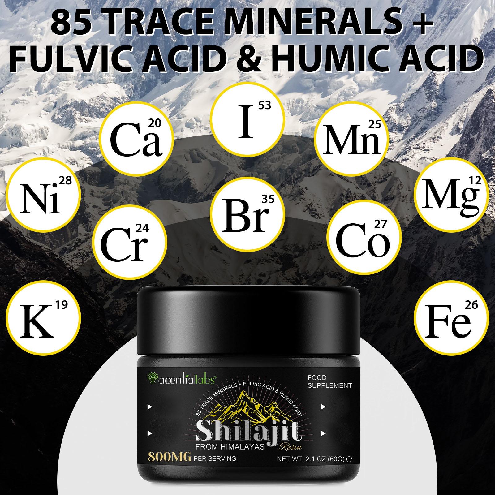 Pure Himalayan Shilajit Resin by Acentiallabs - 800mg Gold Grade Extract with Fulvic Acid & 85+ Essential Minerals - Natural Energy & Focus Support for Men & Women