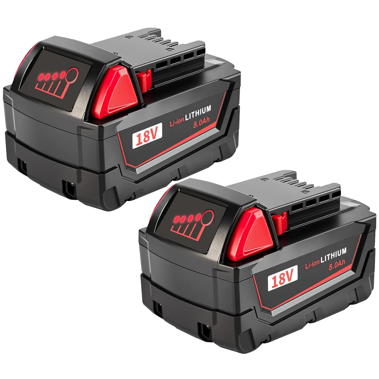 M18 Series 8.0Ah 18V Max Lithium-Ion High Output Replacement Batteries (2-Pack) for Milwaukee, Compatible with Select 48-11-XXXX Cordless Power Tools (1852,1811,1815,1820,1828,1840) with Voltage Safety Protection