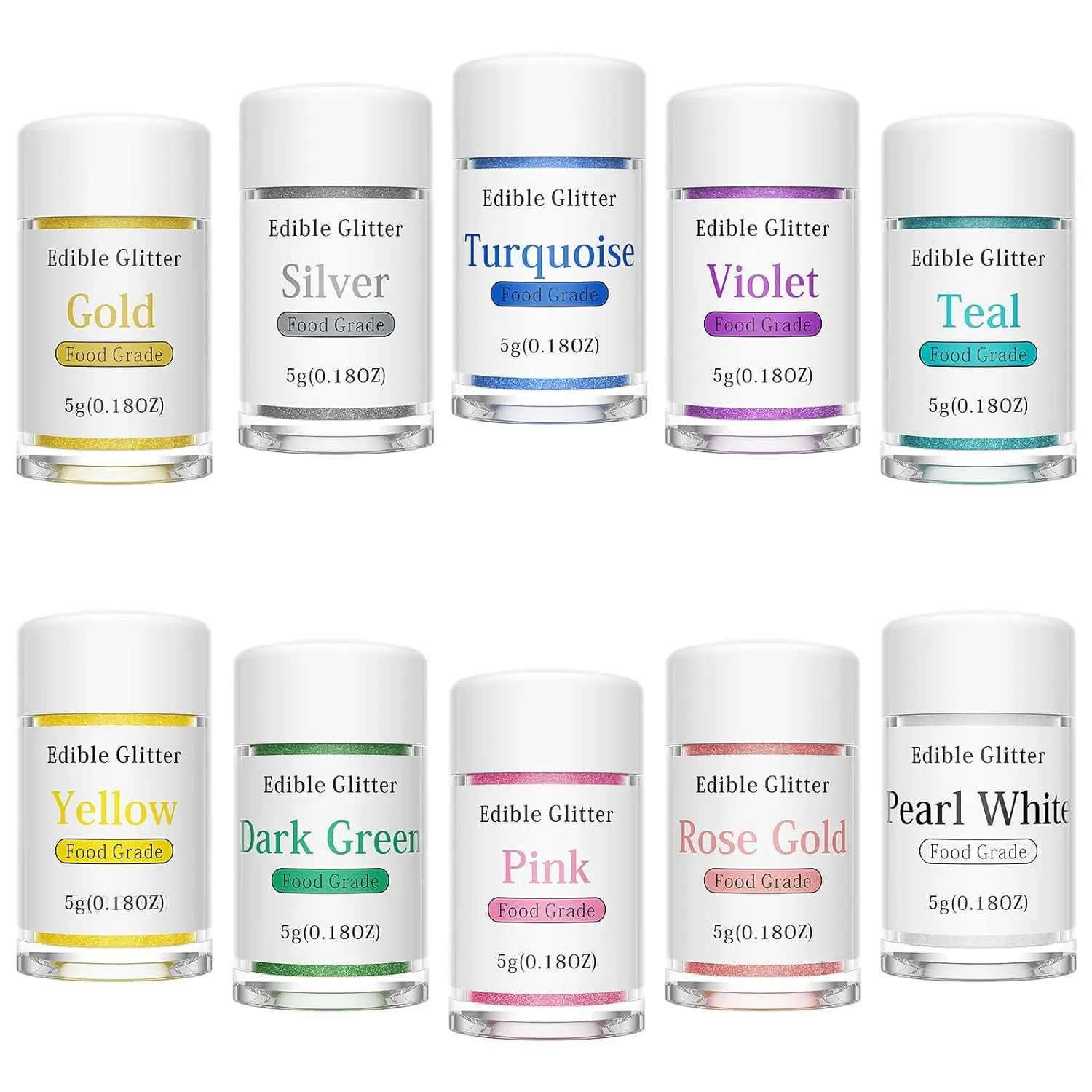 Edible Glitter, Food Coloring Set 10 for Drinks, Wine, Beer, Cocktails, Strawberries, Berry, Cakes, Cupcakes, Chocolate Pretty Water Glitter Cake- 5g/bottle  Bake Baking Cream Nata