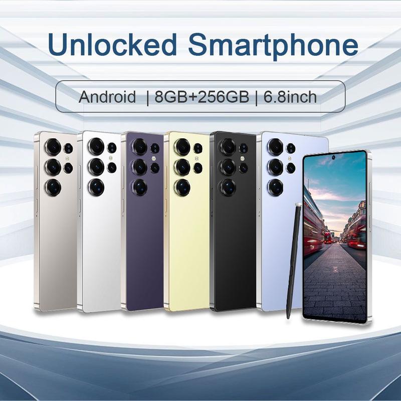 8+256GB Unlocked Smartphone, 6.8" HD+ Display, I24 5G Ultra Unlocked Phone, Built in Pen, 6000mAh Battery /Face ID+Fingerprint Lock/Dual SIM