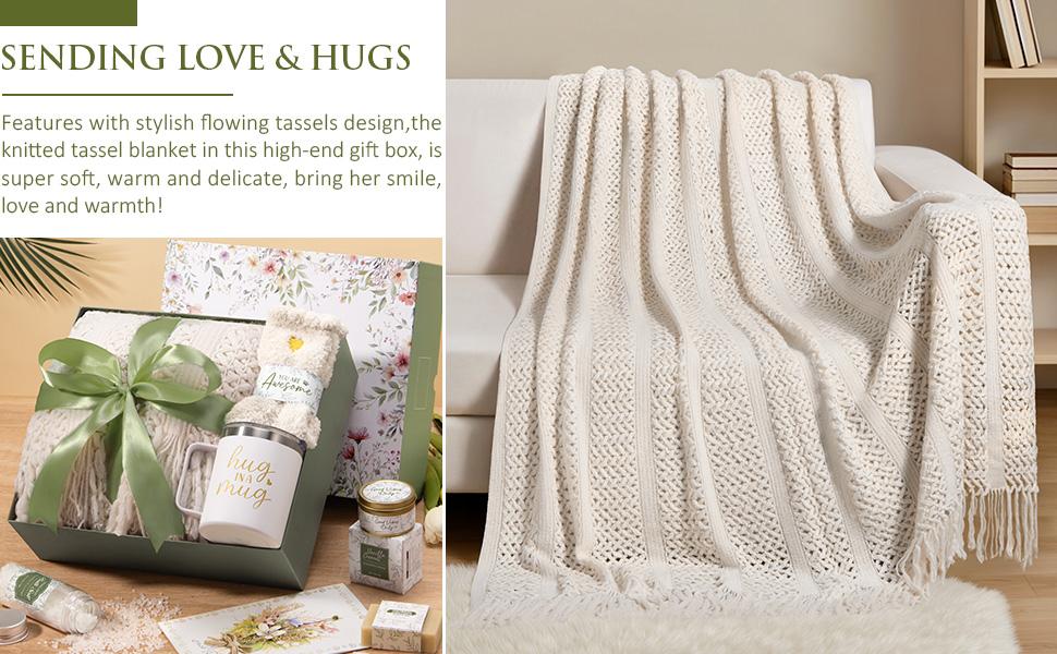 MAYICIVO Valentine’s Day Birthday Gifts for Women – Self Care Spa Gift Basket, Get Well Soon & Thinking of You Care Package with Crochet Flower Bouquet, Unique Gift for Her Wife Girlfriend Mom