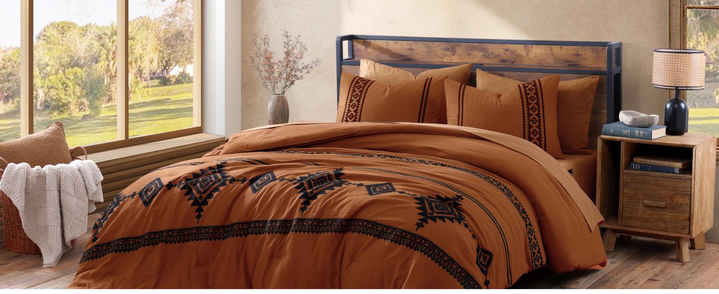 【FallPickDeals】MaiRêve Embroidery microfiber Comforter Sets,boho Light Western queen bedding Set king Boho bed 7 Pieces,All Season Farmhouse Bed in A Bag Comforter Set with Double Sided Storage Pockets,Pillowcases & Shams bedding sets bed,sohochic 【FallPickDeals】MaiRêve Embroidery microfiber Comforter Sets,boho Light Western queen bedding Set king Boho bed 7 Pieces,All Season Farmhouse Bed in A Bag Comforter Set with Double Sided Storage Pockets,Pillowcases & Shams bedding sets bed,sohochic