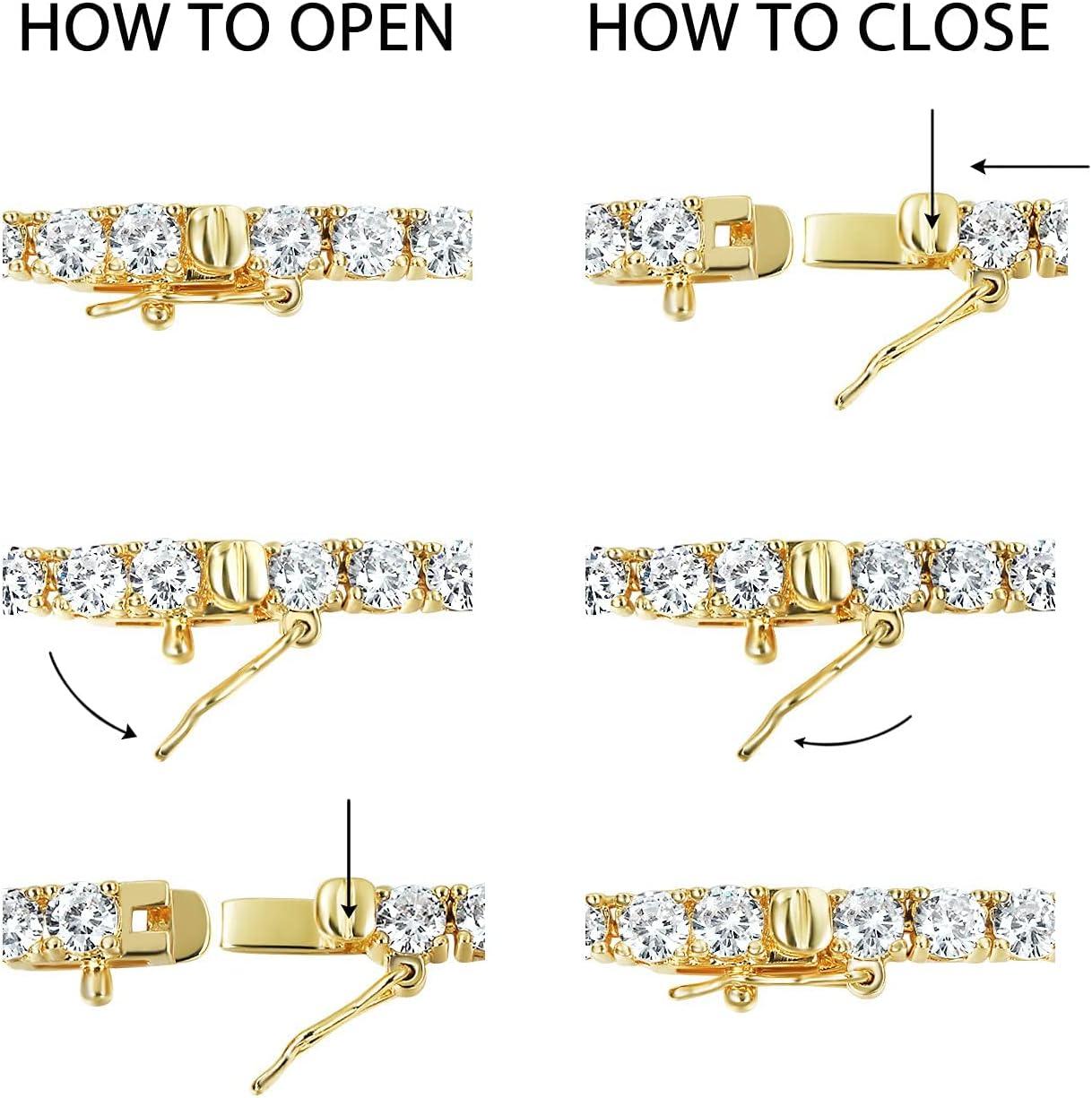 [5A+ Cubic Zirconia]MDFUN Unisex 4.0mm Round Cut Cubic Zirconia Tennis Chain Necklace for Men & Women, Iced Out Style, Fashionable Everyday Wear