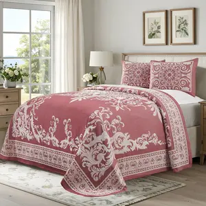 Lightweight Cotton Blend Bedspread Sets Adalie Medallion Jacquard