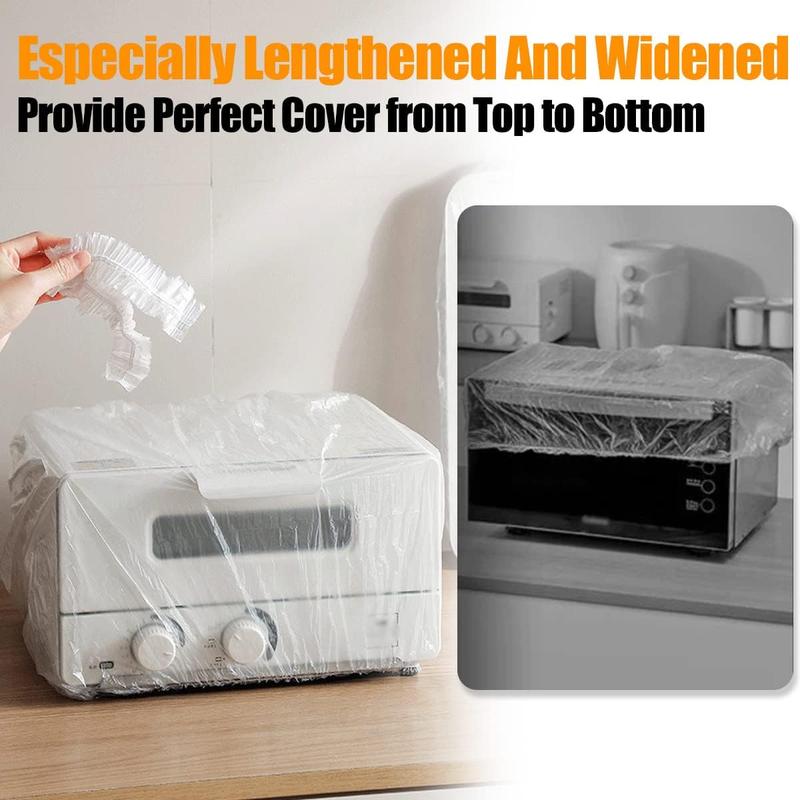 50 Counts Clear Disposable Dust Cover, Dustproof with Elastic for Air Fryer, Blender, Oven, Pressure Cooker, Coffee Maker,  Toaster, Slow Cooker Accessories cloth durable, Thickened Appliance Dust Covers for Kitchen Household Furniture, Practical