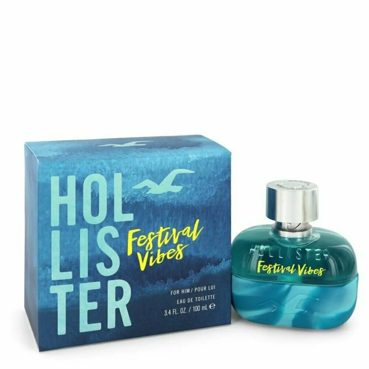 Hollister Festival Vibes Men's Eau de Toilette - 3.4 oz Aromatic Liquid Fragrance, Single Bottle with Pineapple, Ginger, Green Notes, and Ambergris