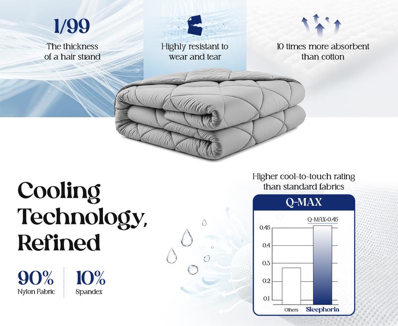 SLEEPHORIA Cooling Comforter King Size for Hot Sleepers & Night Sweats Luxury Lightweight Breathable Bedding All-Season Cool Blanket for Bed Reversible Cold & Soft Touch