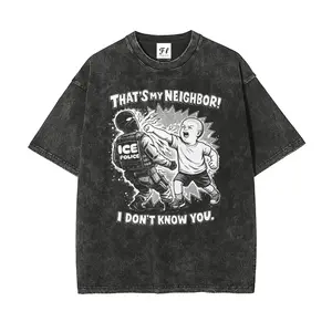 That's My Neighbor Anti ICE Shirt Oversize Unisex Washed T-Shirt for Women and Men's Unisex Fit Batik Cotton  Streetwear Menswear  Super Soft Pre-Shrunk
