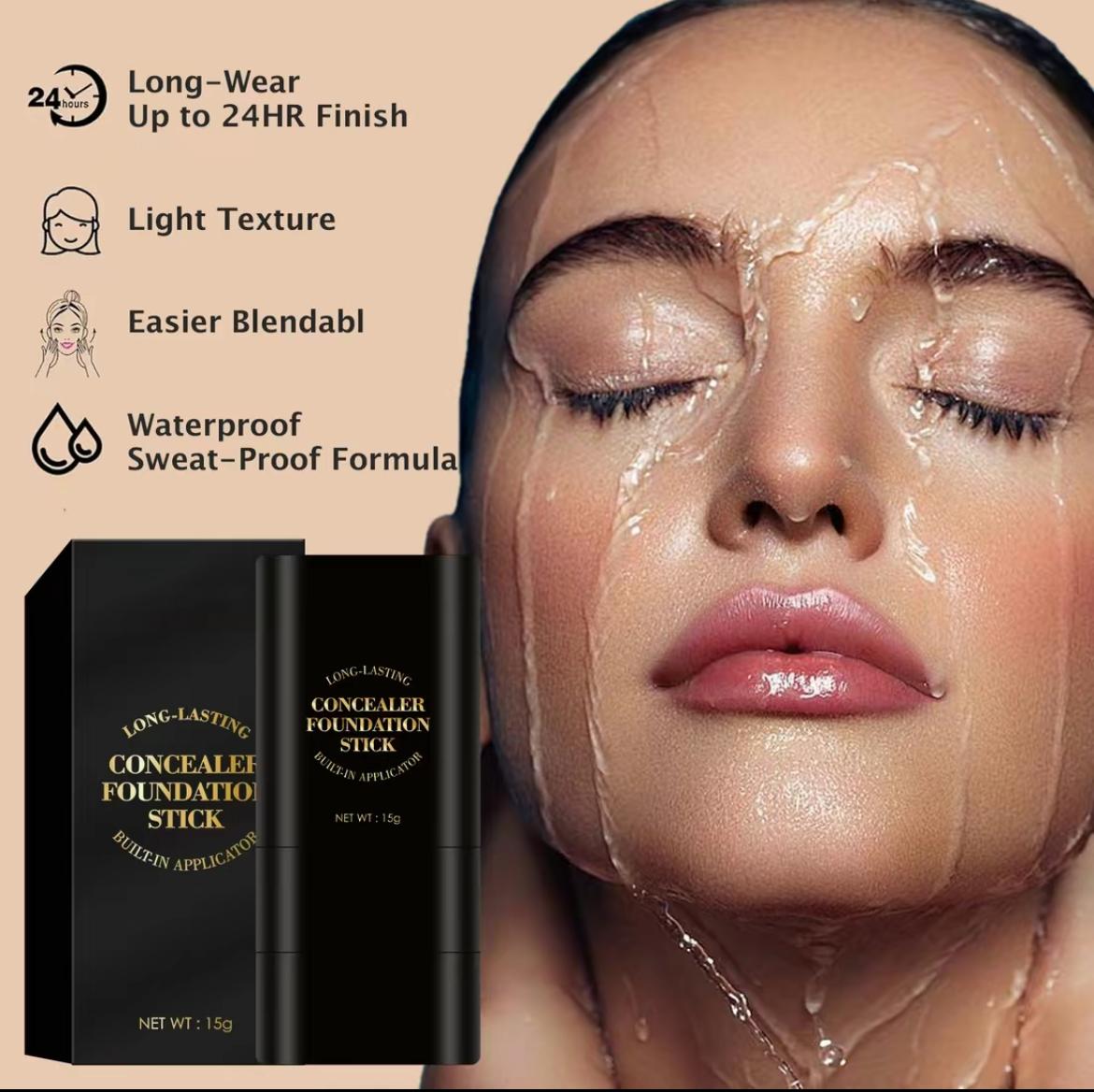 5-color Dual -Ended Foundation Concealer Stick, Dual-ended with Built-in Brush, Moisturizing & Lightweight，Versatile Cosmetic Tool