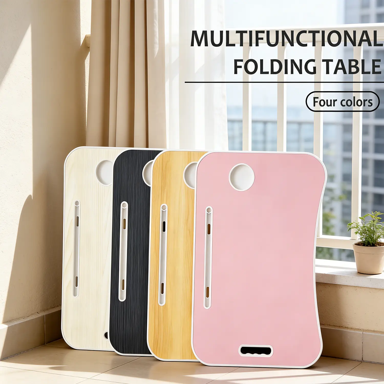 Foldable Laptop Bed Table Tray, Folding Lap Desk with Cup Holder, Portable Serving Breakfast Tray with Storage Drawer/Tablet Stand/for Working, Writing, and Eating on Bed, Sofa, Floor - Natural, 60Cm (L) X 40Cm (W) X 27Cm (H)