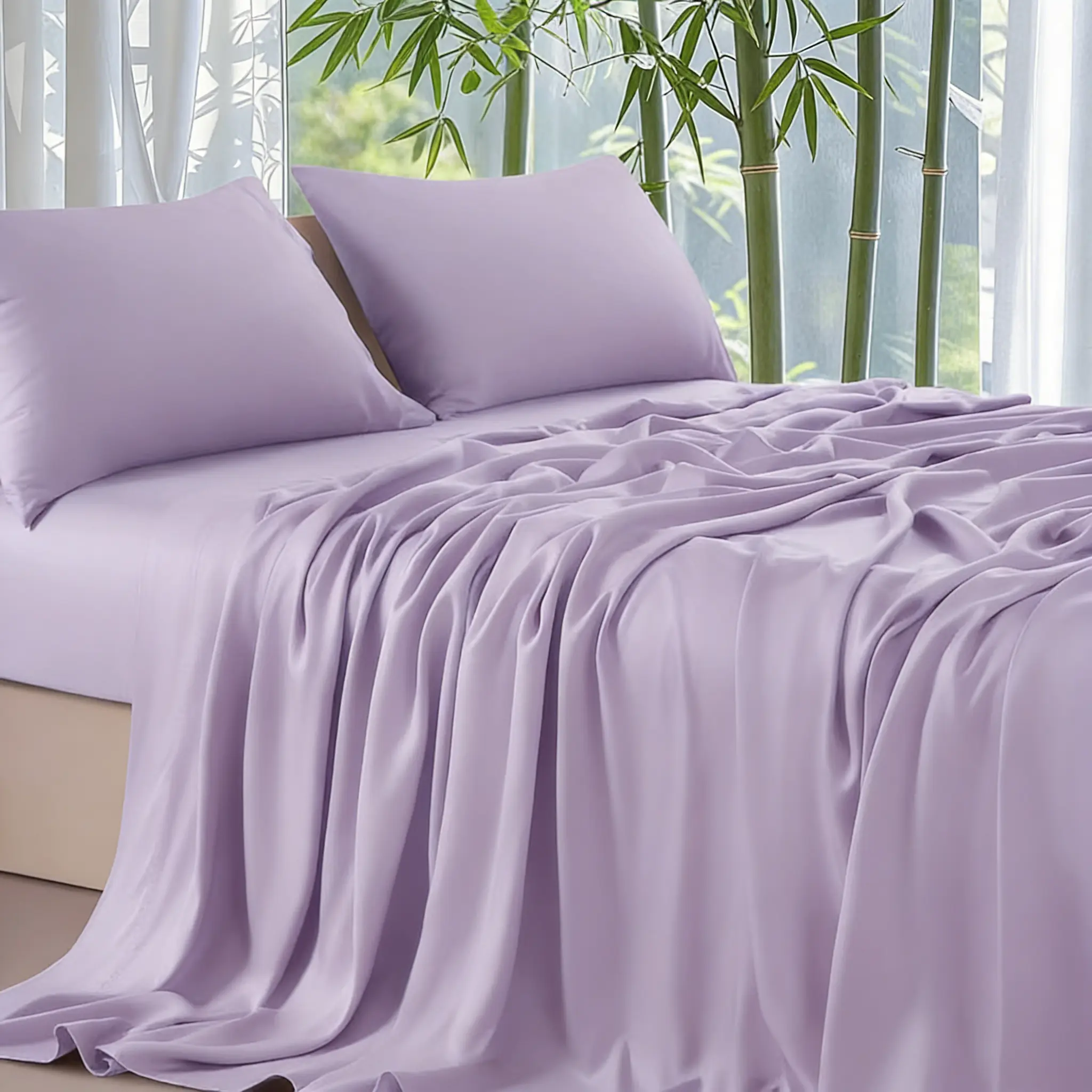 Extra Deep Pocket Queen Size Bamboo Sheet Set, 3/4 Piece Cooling & Breathable Bedding, Hotel Luxury Soft Wrinkle-Free Sheets for Extra Deep Mattress, Includes Pillowcases