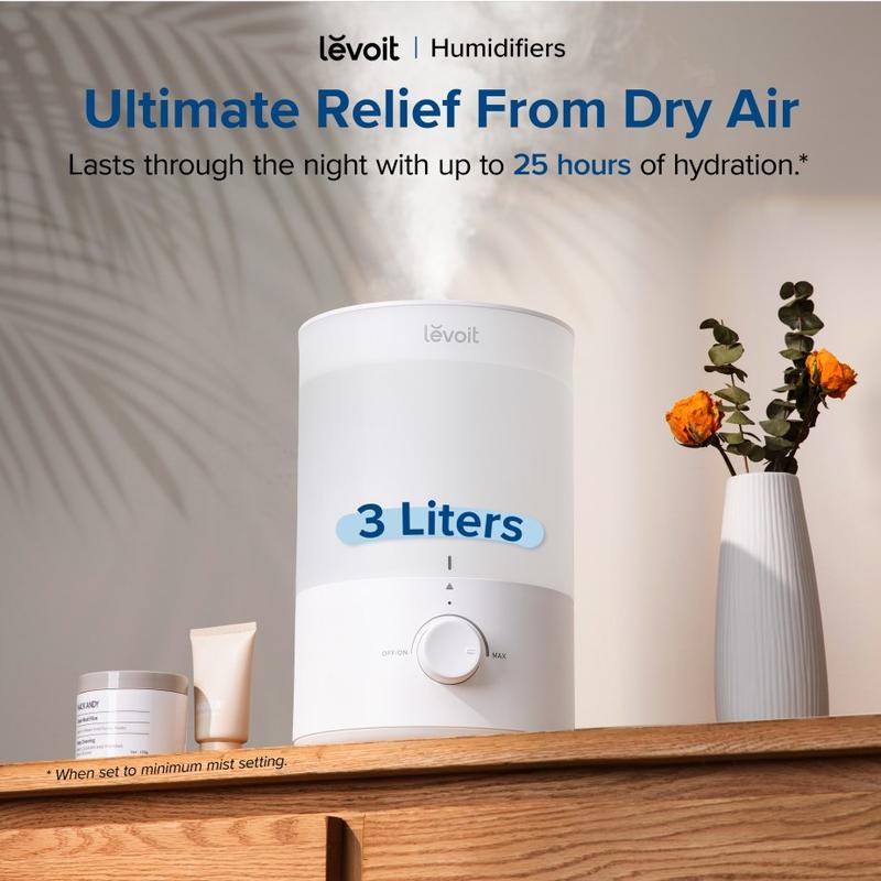 LEVOIT Dual 150 Humidifiers for Bedroom, Quiet (3L Water Tank) Cool Mist Top Fill Essential Oil Diffuser for Home Large Room, 360° Nozzle LEVOIT Dual 150 Humidifiers for Bedroom, Quiet (3L Water Tank) Cool Mist Top Fill Essential Oil Diffuser for Home Large Room, 360° Nozzle