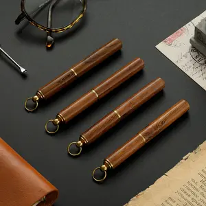 2026 New Solid Wood Keychain - Portable Brass Ear Pick, Vintage Elegant Pocket Tool, Exquisite Mini Implement