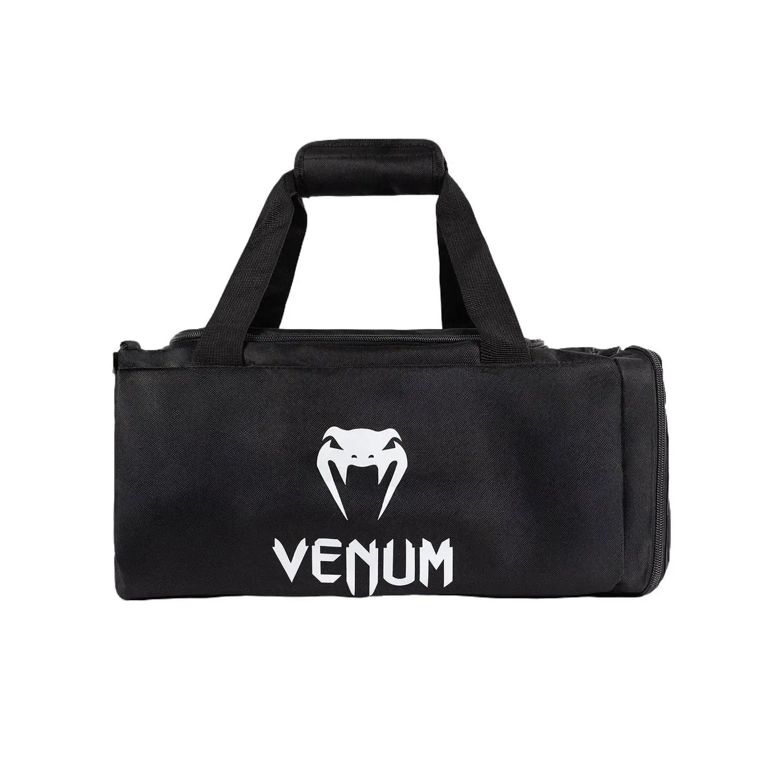 Venum Essential Duffle Sports Bag - Large 37L Athlete Storage for Gym & Training Routines with Adjustable Straps, Black, Made For Gym And Training Routines, Duffle Shape, Fits All Gym Gear, Zip Pockets