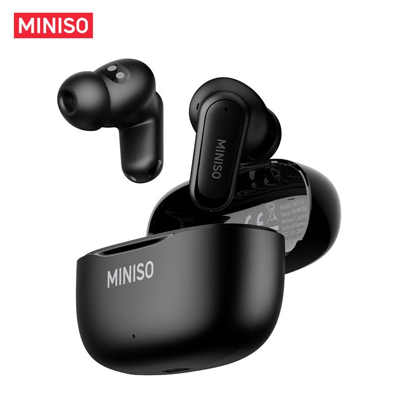 MINISO MS112 Wireless Earphones: Active noise cancellation, suitable for office, sports, studying, and audio calls, in-ear Bluetooth earphones, high-fidelity sound quality, USB-C charging.