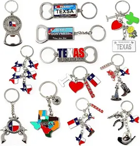 12 Pcs Texas Keychain Metal Keychains, 4 Bottle Openers, Texas State, Flag, I Love Texas, License Plate, Map, Don't Mess With Texas, Longhorn, Boot, Cactus, Texas Key chain Souvenirs, Gifts, Bundle