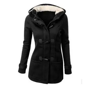 2026 women's wool blend hooded jacket, women's winter corner zipper hooded pea jacket, slim fit women's jacket, long sleeved round neck pullover hooded jacket, winter hooded coat, fur lined windbreaker
