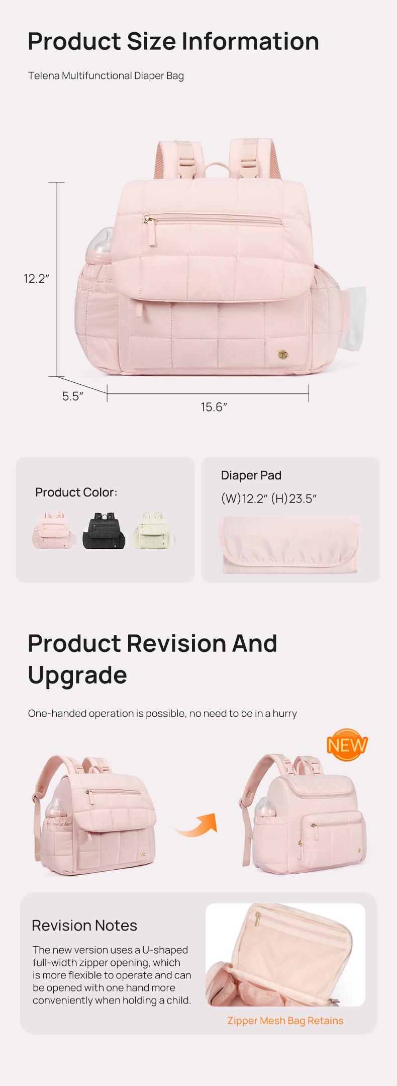 Telena TikTok Shop Spring Glow Up Soft Puffer Women’s Mini Diaper Backpack Large Open Top for Easy Grab, Baby Travel Bag with Changing Pad, hospital bag for mom,Comfortable shoulder straps,Insulated Pockets & Stroller Straps